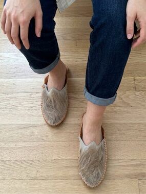 Tan Genuine Haircalf Leather Slip-On Loafers